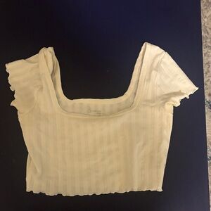 Aerie Cream Ribbed Square Neck Crop Top